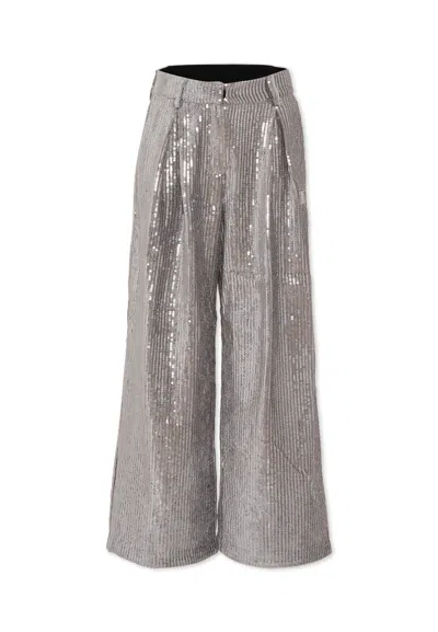 Dkny Kids' Silver Trousers For Girl With Sequins In Multi