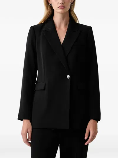 Dkny Single-breasted Logo-button Blazer In Black