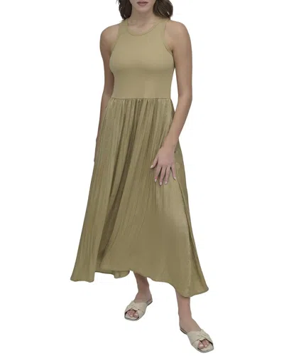 Dkny Mix Media Midi Dress In Green