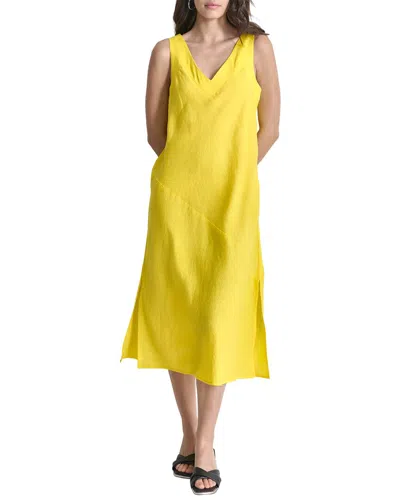 Dkny Linen Dress In Yellow