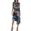 Dkny Sleeveless Asymmetric Midi Dress In Multi