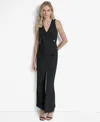 Dkny Sleeveless Asymmtetric Wide Leg Vest Jumpsuit In Black