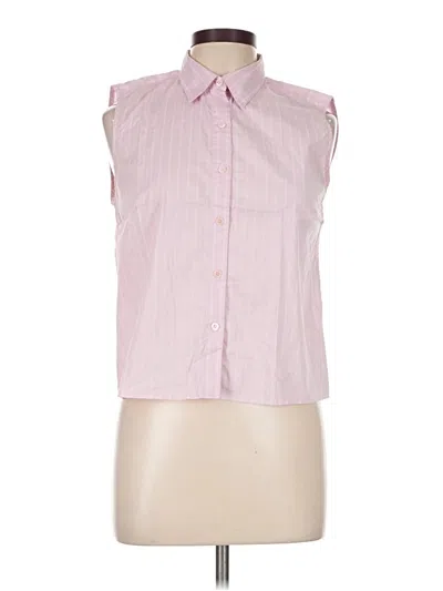 Pre-owned Dkny Sleeveless Button Down Shirt In Pink