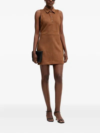Dkny Sleeveless Button-detail Mini Dress In Brown