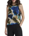 Dkny Bubble Hem Sleeveless Chiffon Top In Blue