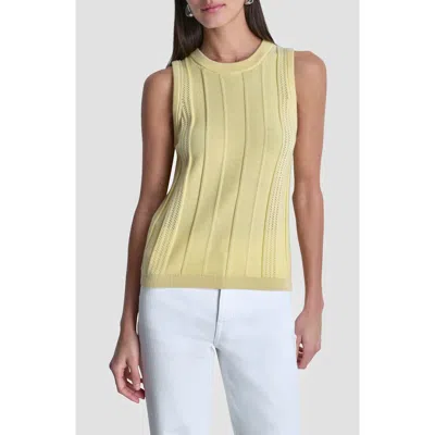 Dkny Sleeveless Cotton Multistitch Sweater In Yellow