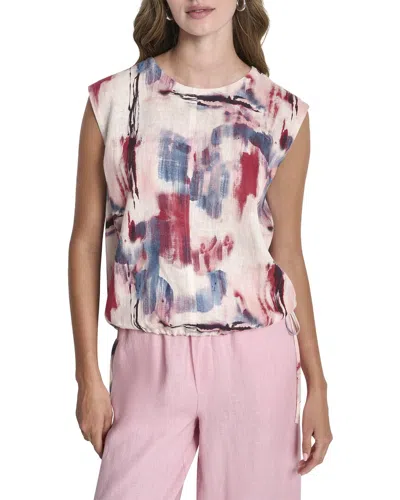 Dkny Sleeveless Linen Shirt In Multi
