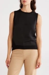 Dkny Sleeveless Mixed Media Sweater In Black