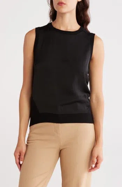 Dkny Sleeveless Mixed Media Sweater In Black