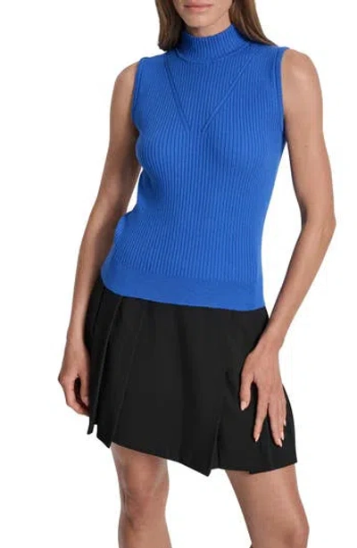 Dkny Sleeveless Mock Neck Sweater In Blue