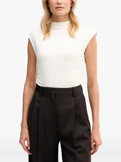 Dkny Sleeveless Ruched Top In White