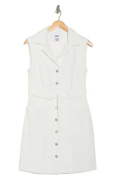 Dkny Sleeveless Scuba Crepe Shirtdress In White
