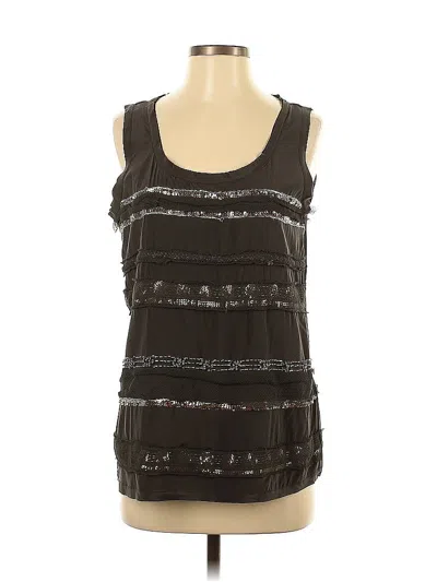 Pre-owned Dkny Sleeveless Silk Top Black Square Neckline Tops