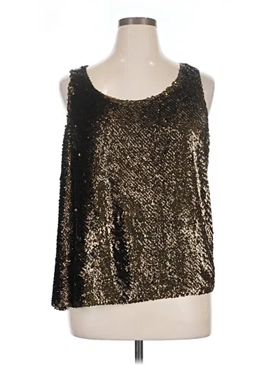 Pre-owned Dkny Sleeveless Silk Top Gold Scoop Neck Tops