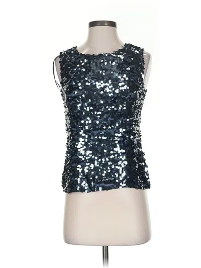 Pre-owned Dkny Sleeveless Silk Top Silver Strapless Neckline Tops