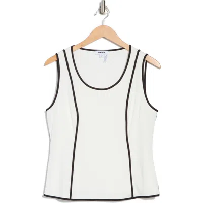 Dkny Sleeveless Slub Jersey Top In White