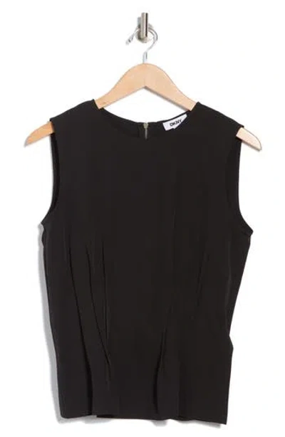 Dkny Sleeveless Stretch Woven Top In Black
