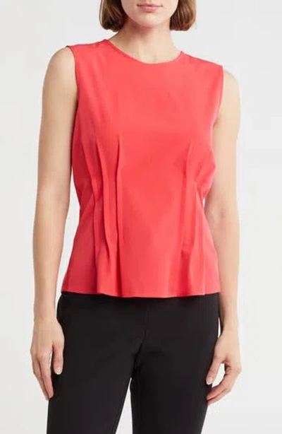 Dkny Sleeveless Stretch Woven Top In Red