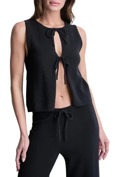 Dkny Sleeveless Tie Front Knit Vest In Black
