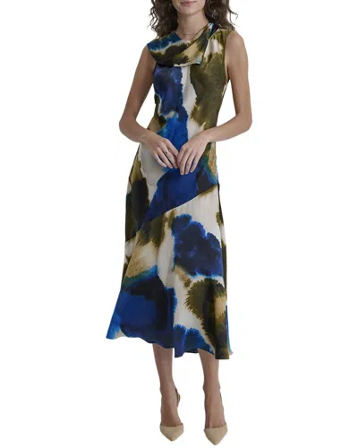 Dkny Sleeveless Tie Neck Dress In Blue