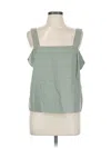 Dkny Sleeveless Top Green Square Neckline Tops In Gray