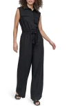 Dkny Sleeveless Twill Jumpsuit In Black