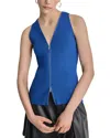 Dkny Front Zip Sweater Vest In Lapis Blue