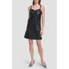 Dkny Sleeveless V-neck Faux Leather Shift Dress In Black
