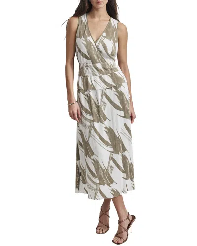 Dkny Sleeveless V-neck Lined Dress In Yellow