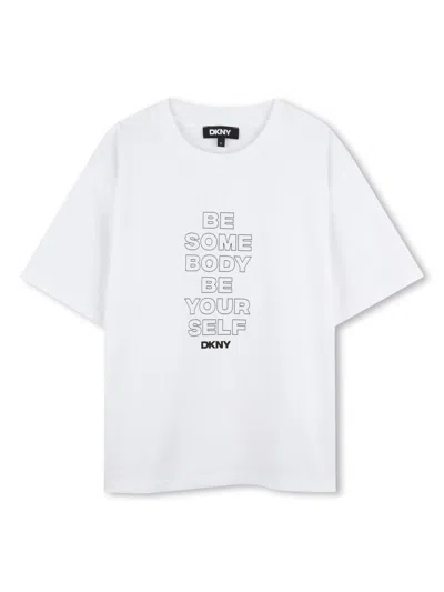 Dkny Kids' Slogan-print T-shirt In White