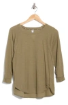 Dkny Slub Waffle High-low T-shirt In Brown