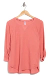 Dkny Slub Waffle High-low T-shirt In Pink
