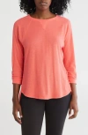 Dkny Slub Waffle High-low T-shirt In Coral Crush