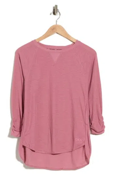Dkny Slub Waffle High-low T-shirt In Mesa Rose