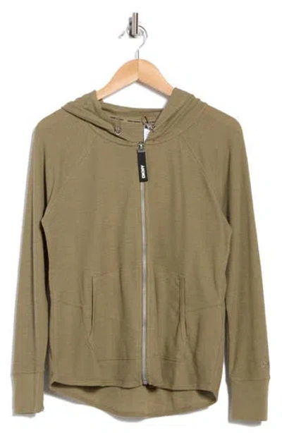 Dkny Slub Waffle Knit Zip Hoodie