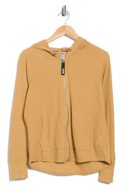 Dkny Slub Waffle Knit Zip Hoodie