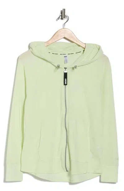 Dkny Slub Waffle Knit Zip Hoodie In Green