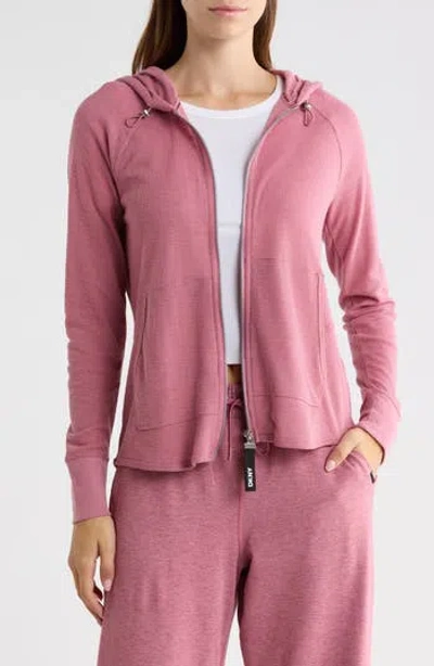 Dkny Slub Waffle Knit Zip Hoodie In Multi
