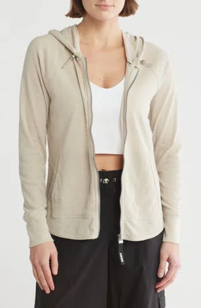 Dkny Slub Waffle Knit Zip Hoodie In Pebble