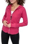 Dkny Slub Waffle Knit Zip Hoodie In Pink