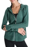 Dkny Slub Waffle Knit Zip Hoodie In Spruce