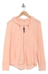 Dkny Slub Waffle Knit Zip Hoodie In Tropical Peach