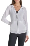 Dkny Slub Waffle Knit Zip Hoodie In White