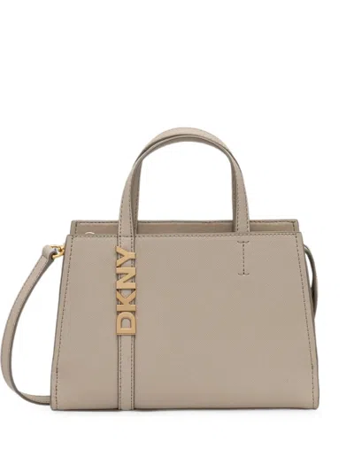 Dkny Small Avril Logo-plaque Tote Bag In Gray