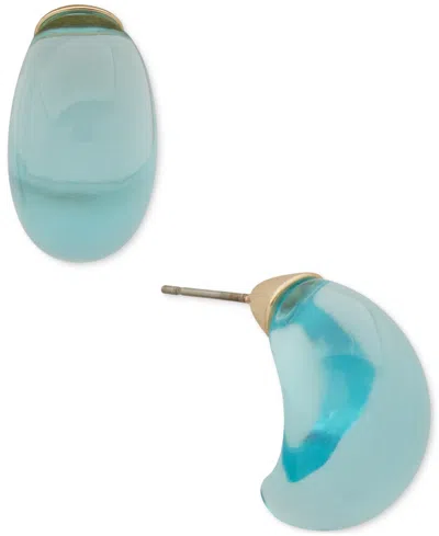 Dkny Small Clear Or Colored Resin Puffy C-hoop Earrings In Blue