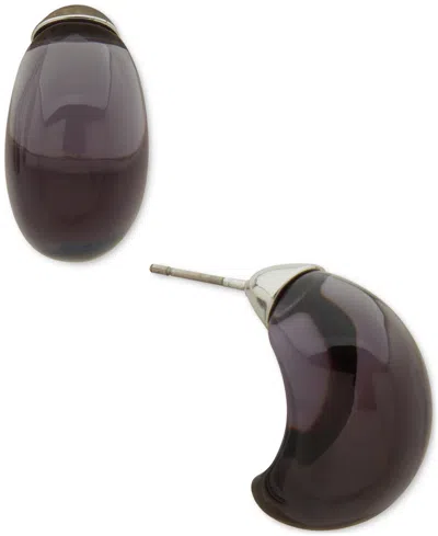 Dkny Small Clear Or Colored Resin Puffy C-hoop Earrings In Brown