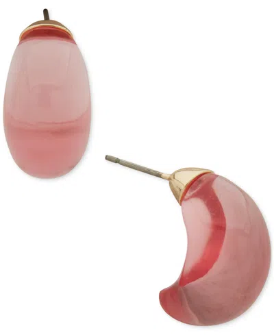 Dkny Small Clear Or Colored Resin Puffy C-hoop Earrings In Pink