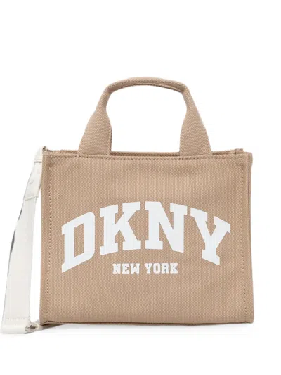 Dkny Small Handle Logo-print Tote Bag In Brown