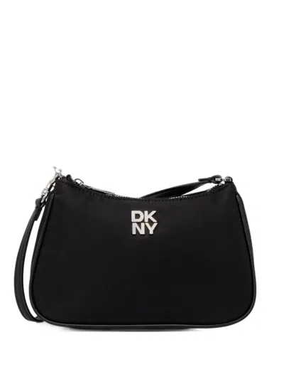 Dkny Small Jenny Logo-plaque Shoulder Bag In Black