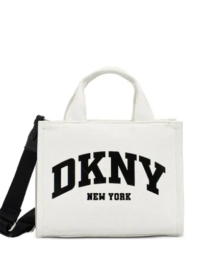 Dkny Small Logo-print Canvas Tote Bag In White